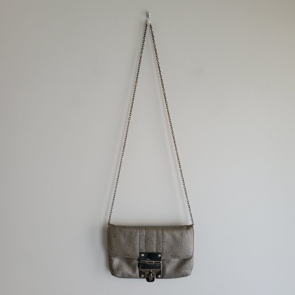 Pewter Crossbody Purse with amazing Hardware Closure